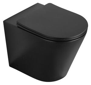 Mexen Rico stojaca WC misa Rimless s pomaly zatvárajúcim sa tenkým sedátkom, duroplast, čierna matná - 32724085