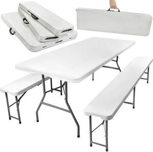 Záhradný rozkladací stôl 180cm + 2 lavice