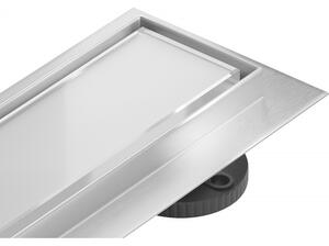 Mexen Flat nerezový sprchový žľab 50 cm vzor biele sklo, 1027050-15