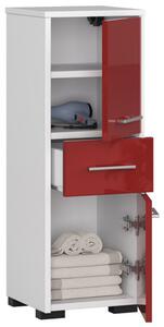 Kúpeľňová skrinka Fin 2D 1SZ biela/červená lesk