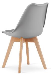 Svetlosivá stolička BALI MARK s bukovými nohami
