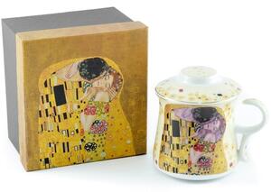 Porcelánová šálka na čaj so sitkom Gustav Klimt bozk svetlá