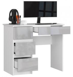 Počítačový stôl A7 ľavá biela/metalic lesk