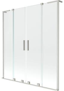 Mexen Velar L Duo sprchová zábrana, dvojdverová posuvná 150 x 150 cm, transparentná, kartáčovaný nikel - 896-150-003-02-97