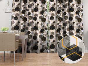 Biante Bavlnený záves Sandra SA-482 Sivo-čierne mramorové hexagóny 150x160 cm