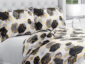 Biante Bavlnené posteľné obliečky Sandra SA-482 Sivo-čierne mramorové hexagóny Predĺžené 140x220 a 70x90 cm