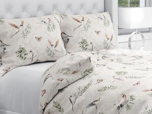 Biante Bavlnené posteľné obliečky Sandra SA-490 Lastovičky s motýlikmi na béžovom ornamente Predĺžené 140x220 a 70x90 cm