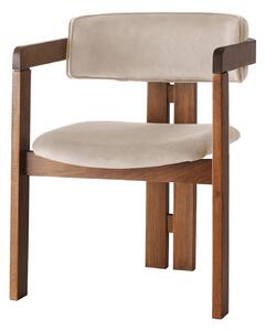 Kalune Design Jedálenská stolička CO Zamat z masívu béžová/orech