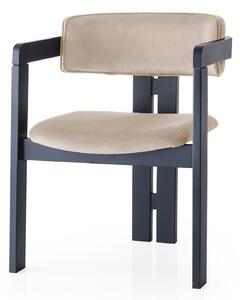 Kalune Design Jedálenská stolička CO Zamat z masívu béžová/čierna