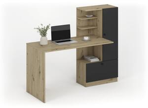 Halmar Písací stôl s regálom HOBAS dub artisan / čierna