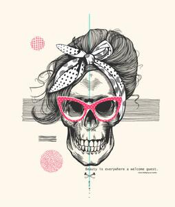 Ilustrácia Women's skeleton skull in pop art, Lisitsa