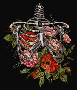 Ilustrácia Embroidery human rib cage with red, Matriyoshka