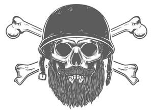 Ilustrácia Illustration of bearded soldier skull with, ioanmasay