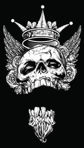 Ilustrácia Winged King Skull with Roses and Crown, Mak_Art