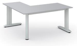 Rohový kancelársky písací stôl PRIMO FLEXIBLE, 1600 x 1600 mm, sivá
