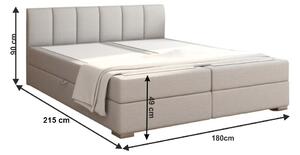 TEMPO Boxspringová posteľ 180x200, svetlo šedá, RIANA KOMFORT
