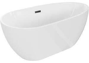Mexen Eos voľne stojaca vaňa 150 x 75 cm, biela, čierny prepad - 52471507500-70