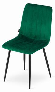 Zelená zamatová stolička LAVA s čiernymi nohami