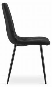 Čierna zamatová stolička TURIN s čiernymi nohami