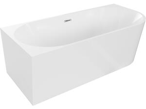 Mexen Mia, voľne stojaca rohová vaňa, lavá, 150 x 75 cm, biela, chrómový prepad, 52691507500L-01