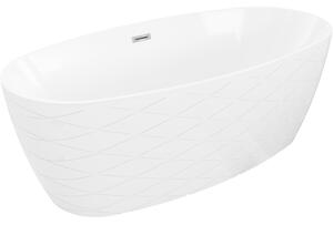 Mexen Olea samostatne stojaca vaňa vzor 170 x 80 cm, biela, prepad chróm - 52821708000-01