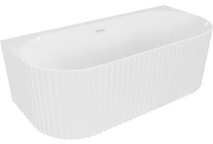 Mexen Sella voľne stojaca prístenná ryhovaná vaňa 150 x 75 cm, biela lesklá, biely prepad - 52711507500-20