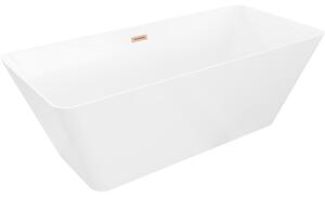 Mexen Velo Slim voľne stojaca vaňa 170 x 75 cm, biela, prepad brúsená meď - 52811707500-65