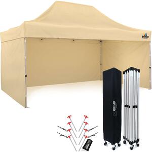 BRIMO Nožnicový altánok 3x4,5m - s 3 stenami - Béžová