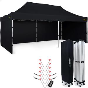 BRIMO Párty stan 3x6m - s 3 stenami - Čierna