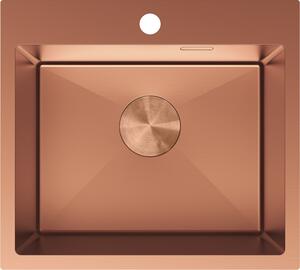 Mexen Solix, 1-komorový nerezový drez 500 x 450 mm, brúsená meď, 6402501000-65