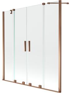 Mexen Velar Duo vaňová zástena, 2-krídlová posuvná, 160 x 150 cm, transparentná, ružové zlato - 896-160-000-02-60