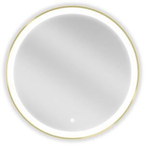 Mexen Esso zrkadlo kúpeľňové s podsvietením, okrúhle 70 cm, LED 6000K, proti zahmlievaniu, zlatý rám - 9825-070-070-611-50