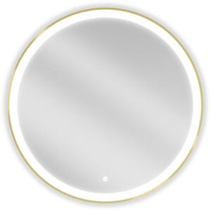 Mexen Esso okrúhle kúpeľňové zrkadlo s podsvietením, 80 cm, LED 6000K, proti zahmlievaniu, zlatý rám - 9825-080-080-611-50