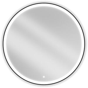 Mexen Esso podsvietené kúpeľňové zrkadlo, okrúhle 100 cm, LED 6000K, proti zahmlievaniu, čierny rám - 9825-100-100-611-70