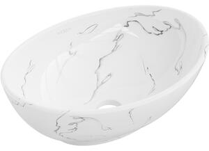 Mexen Elza, umývadlo na dosku 405x330x140 mm, biela-imitácia kameňa, 21014081