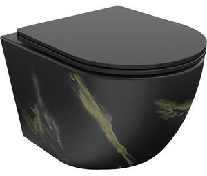 Mexen Lena, závesná WC misa Rimless s duroplastovým sedátkom s pomalým zatváraním, čierny-imitácia kameňa, 30224098