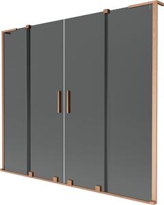 Mexen Velar L Duo vaňová zástenia 2-dielna zasúvacia 170 x 150 cm, grafit, kefovaná meď - 896-170-003-42-65