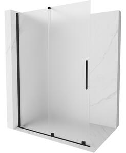 Mexen Velar, sprchová zástena s posuvnými dverami Walk-in 140 x 200 cm, 8mm sklo námraza, čierna matná, 871-140-000-33-70