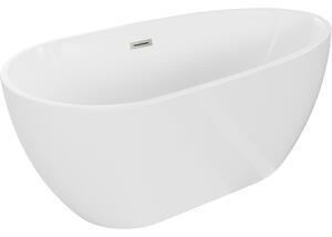 Mexen Eos samostatne stojaca vaňa 170 x 75 cm, biela, prepad z brúseného niklu - 52471707500-97