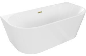 Mexen Oval voľne stojaca vaňa pri stene 140 x 75 cm, biela, prepad zlatý brúsený - 52671407500-55