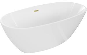 Mexen Eris, voľne stojaca vaňa 155 x 80 cm, biela, zlatý matný prepad, 53441558000-55