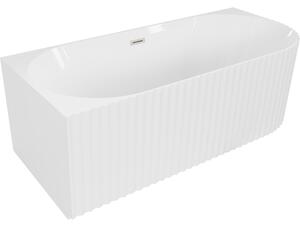 Mexen Gia voľne stojaca rohová rebrovaná ľavá 150 x 75 cm, biely lesk, prepad brúsený nikel - 52701507500L-97