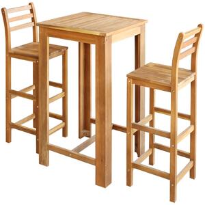 Súprava barového stola a stoličiek 3 ks, akáciový drevený masív