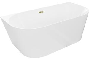 Mexen Oval Slim voľne stojaca k stene 170 x 80 cm, biela, prepad zlatý - 52661708000-50