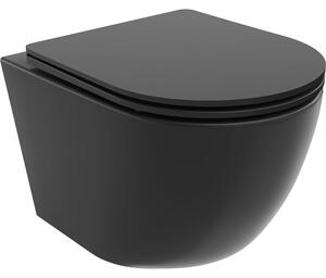Mexen Lena WC misa Rimless Tornado so sedadlom s pomalým zatváraním slim, duroplast, čierna matná - 30221085T