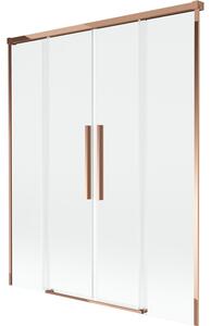 Mexen Rox vaňová zástenka 2-krídlová posuvná 160 x 150 cm, transparentná, ružové zlato - 8C9-160-002-60-00