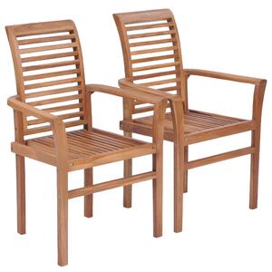 Stohovateľné jedálenské stoličky 2 ks, tíkový masív