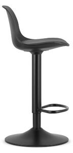 Čierna barová stolička HOGA z eko kože s čiernou nohou