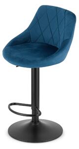 Barová stolička KAST - námornícka modrá zamat / čierna podnož