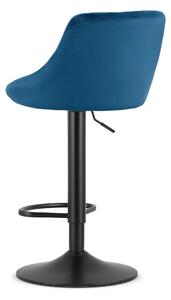 Barová stolička KAST - námornícka modrá zamat / čierna podnož